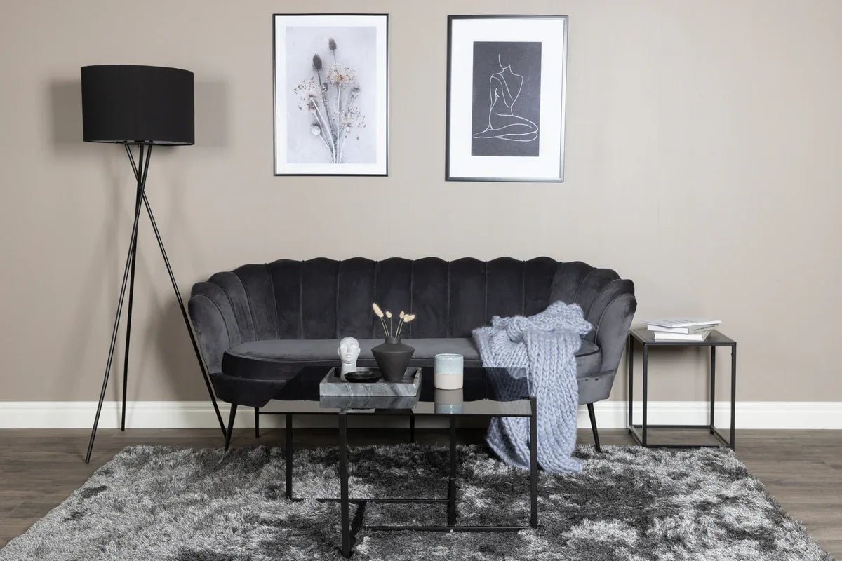 Venture Design Calais 3‑sits soffa Mörkgrå – elegant sammetsoffa
