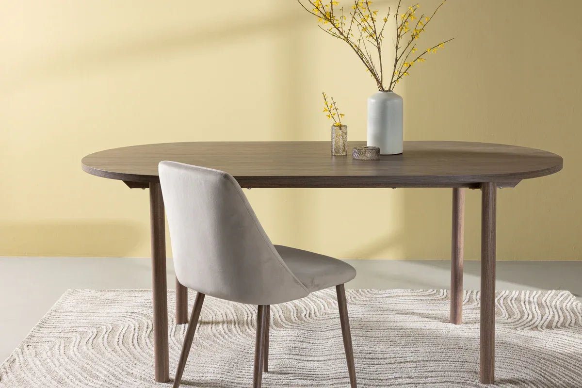 Venture Design Andy Matbord 180×90 – Ovalt MDF i natur med Stålben