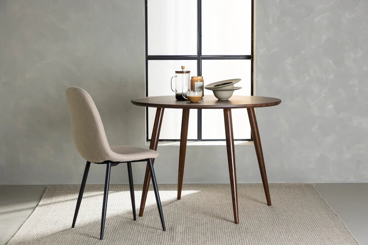 Venture Design Sanford Matbord Ø100 – Rund MDF i Valnöt & Metallben