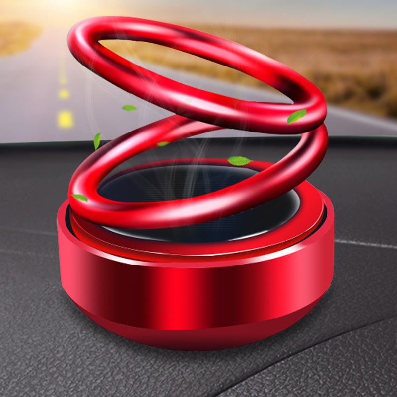 Bilmekaniken Soldriven Roterande Luftfräschare – Dubbelring 360° i aluminium - Svart