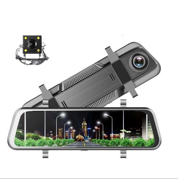 Bilmekaniken Backspegel Dashcam – 10 tum med dubbellins fram & bak - 1080P