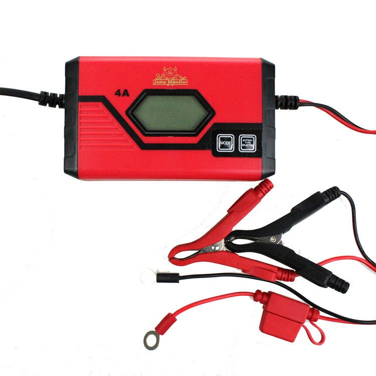 Bilmekaniken Batteriladdare – Automatisk 6V & 12V för bil & motorcykel - Röd