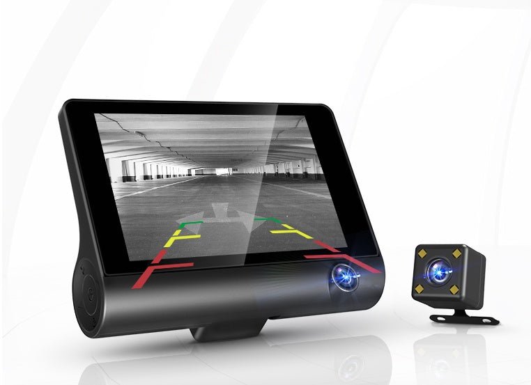 Bilmekaniken 1080P Dashcam Tre-kamera – Fram, inuti & bak med HDR & loopinspelning - B28 / NO SD CARD