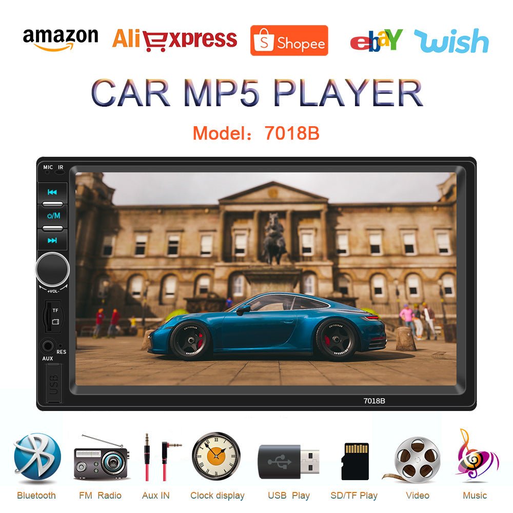 Bilmekaniken Bilstereo MP5 7 tum – Bluetooth, telefonspegeling & backkamera - Svart