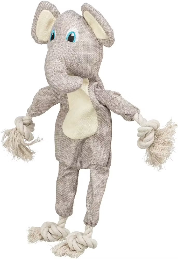 Elefant, med rep, tyg, 42 cm