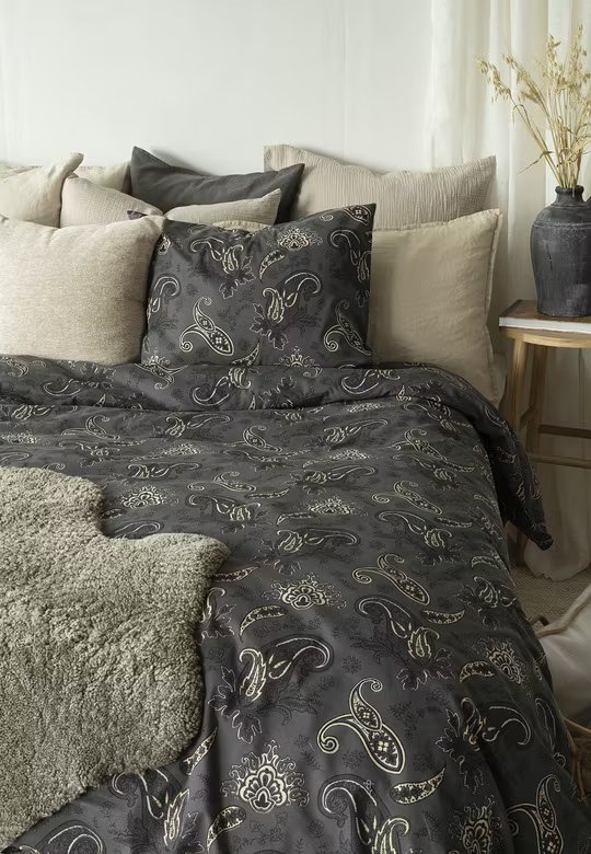 Tilly Svart Paisley Bäddset Enkeltäcke 150x210