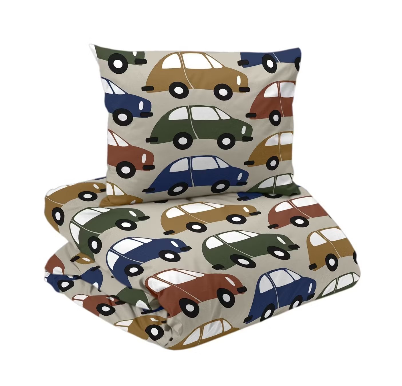 Bilar Retro/Beige Bäddset Enkeltäcke 150x210