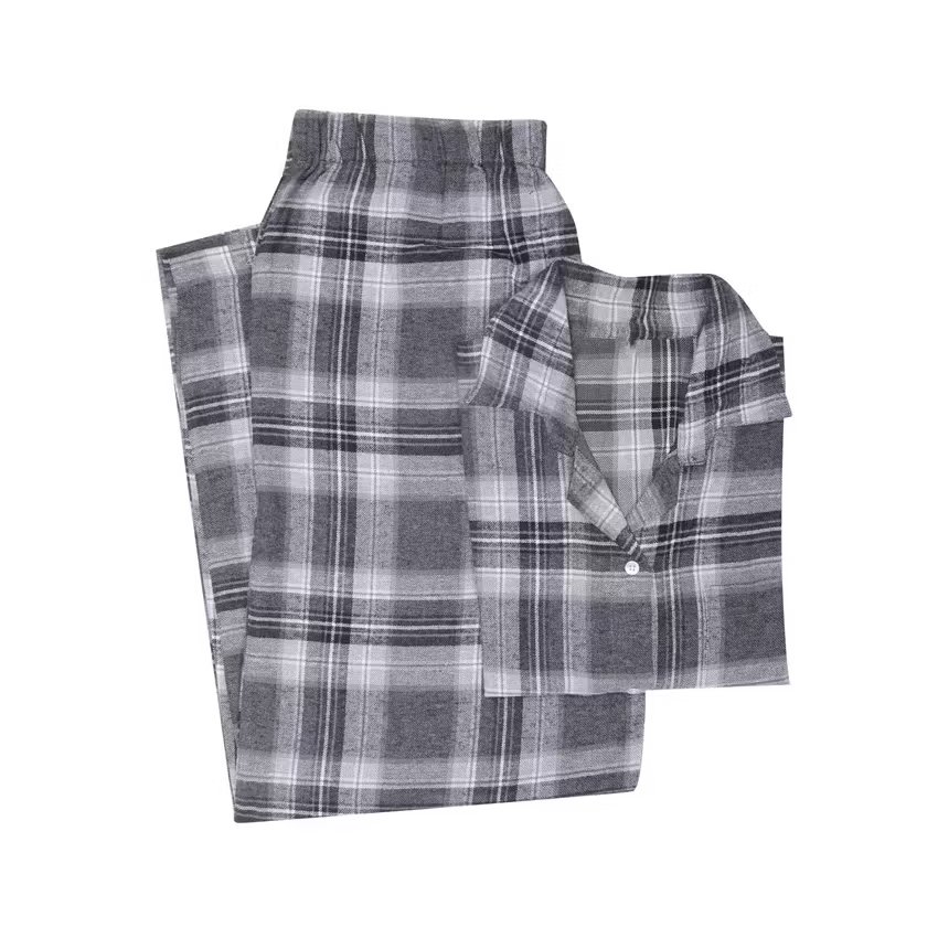 Pyjamasset Arjeplog Svart/Grå/Vit – Flanellpyjamas i ekologisk bomull