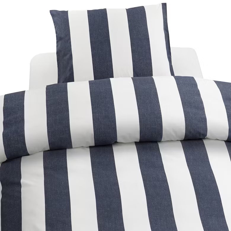 Bäddset Block Stripe Blå 150x210 cm
