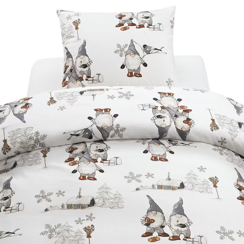 Bäddset Frosty Christmas Grå Bäddset Enkeltäcke 150x210