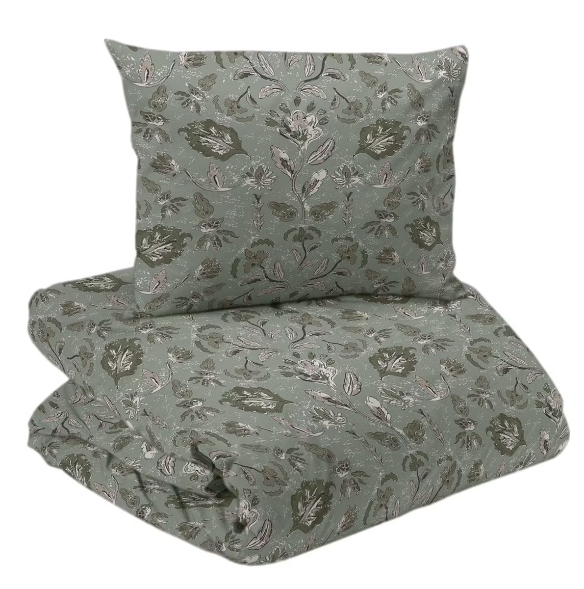 Bäddset Ingela Satin Grön Enkeltäcke 150x210