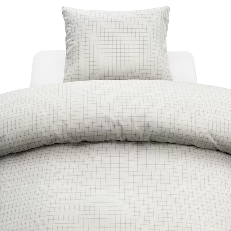 Birger Flanell Offwhite Bäddset Borganäs of Sweden Enkeltäcke 150x210