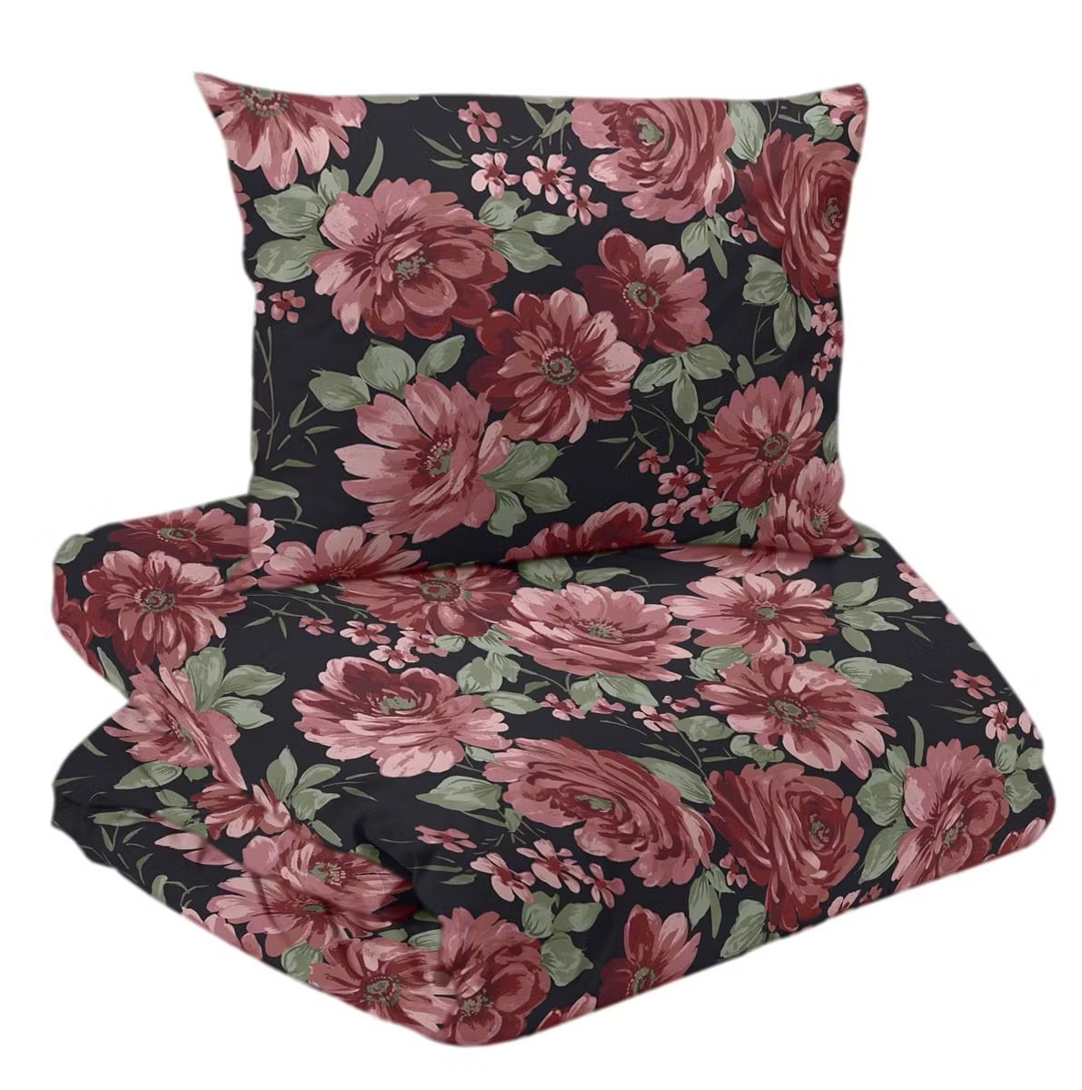 Dagmar Satin Svart - Rosa Bäddset Redlunds 150x210