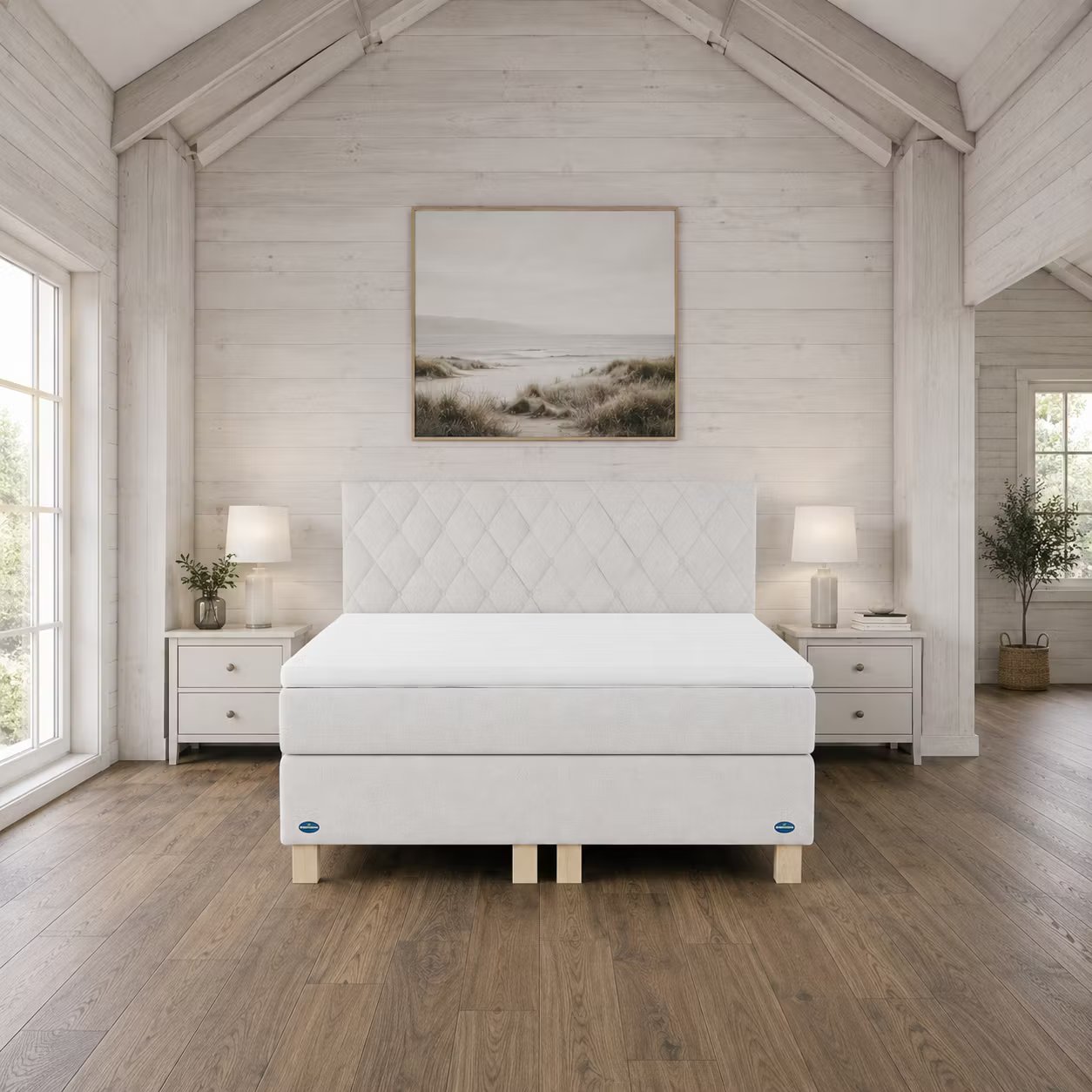 Levi Kontinentalsäng Premium Lyx - Smålandsbädden Tyg Wind 02 Offwhite Gavel Hanna