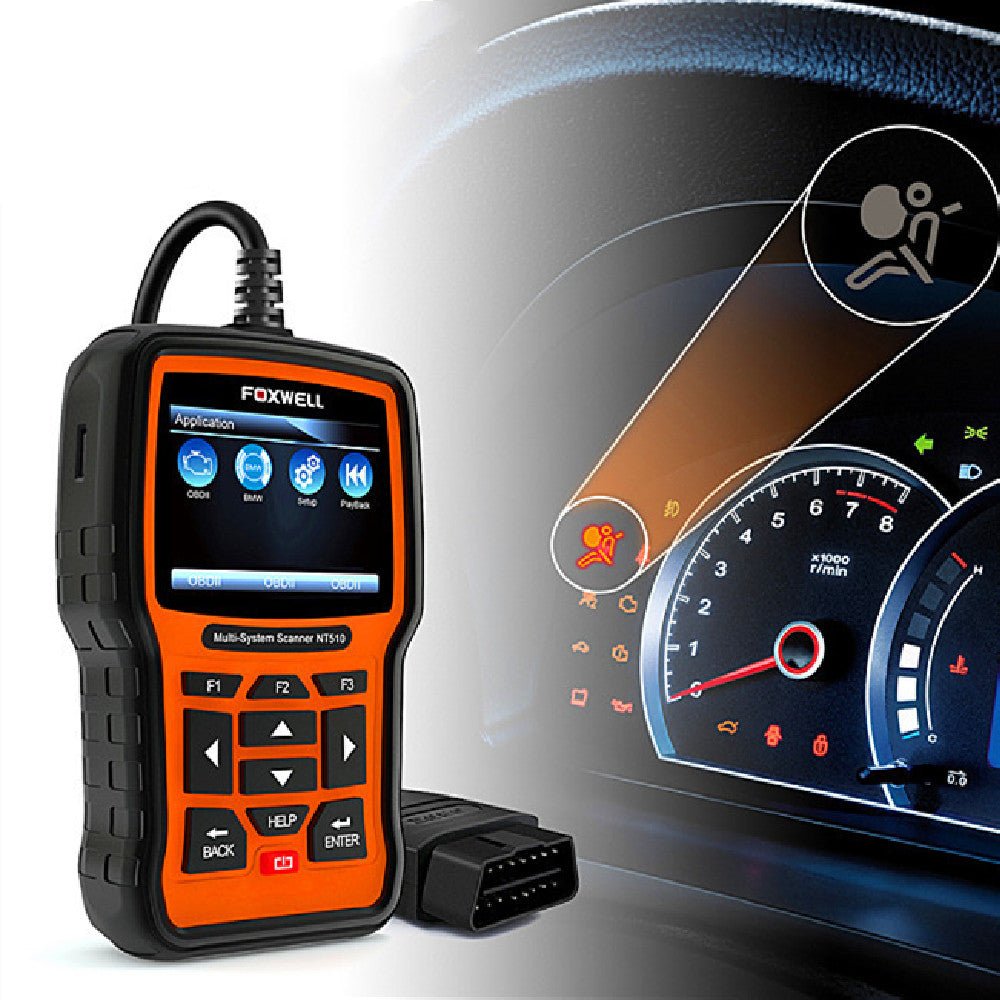 Bilmekaniken Foxwell NT510 – Professionell OBD2-diagnostik med bi-direktionell styrning - Orange/svart