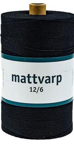 Bomullsmattvarp 12/6 Svart - 500 gr / rulle - 100% bomull