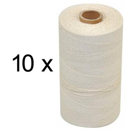 Hobby365:s - 10 st. rullar Extra stark Polyester och bomull Mattvarp 12/6 Oblekt 500 gr / rulle