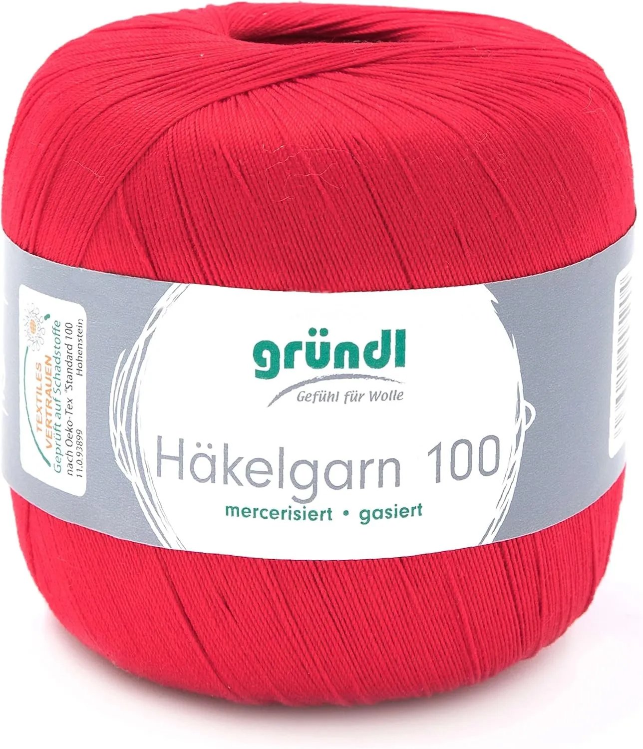 Gründl - Häkelgarn 100 - Virkgarn på 100 grams nystan - Röd