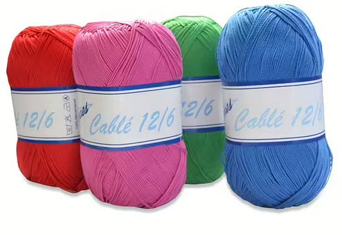 Merc. Cablé 12/6 Virkgarn 200 gr. på nystan