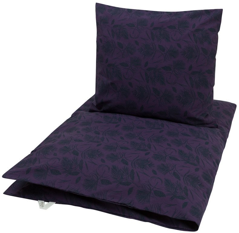 Baby sängkläder 70x100 cm - 100% ekologisk bomull - Lila med skogsprint