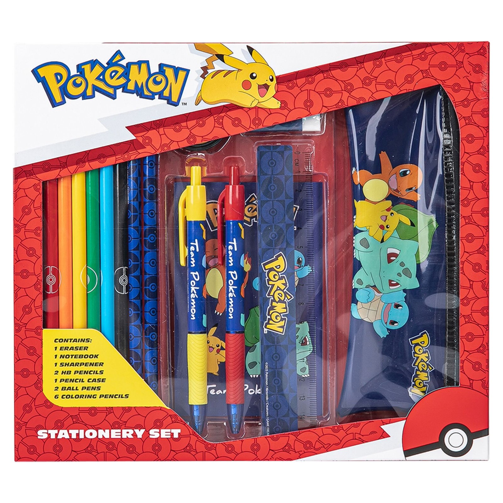 Pokémon skrivset med pennfodral - 15 delar