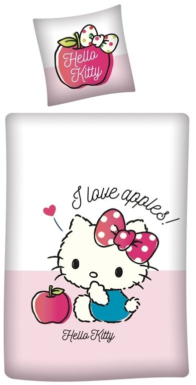 Hello Kitty sängkläder - 100% bomull - Junior sängset 100x140 cm - Äpplen