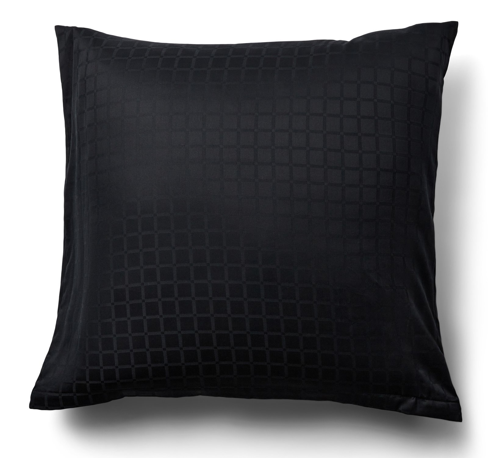 Örngott 60x63 cm - 100% bomullssatin - Svart jacquardvävt - Enfärgat