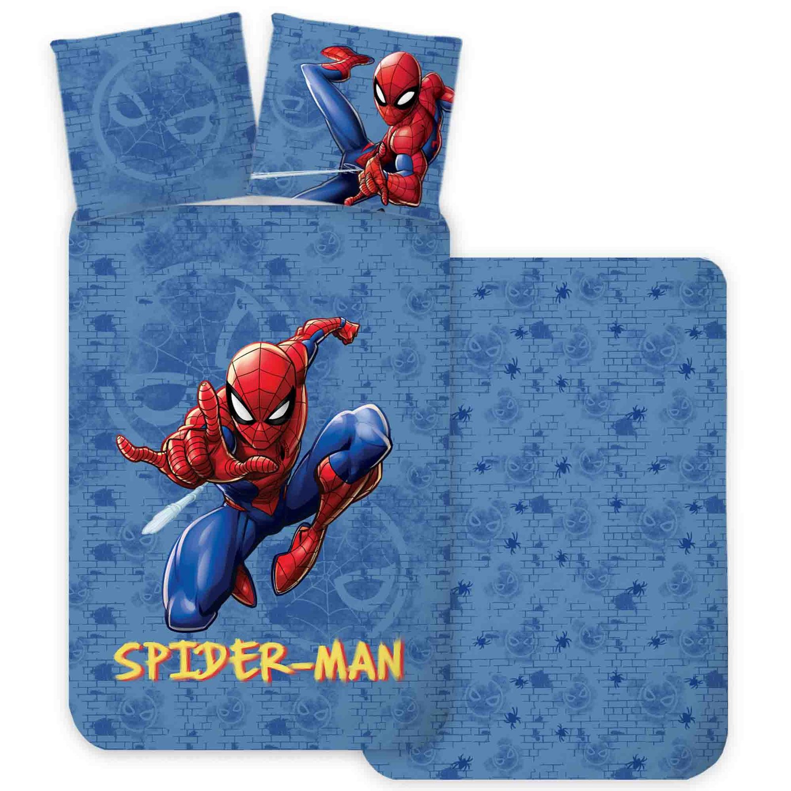 Spiderman sängkläder - 100% bomull - Barnsängkläder 140x200 cm - Blå