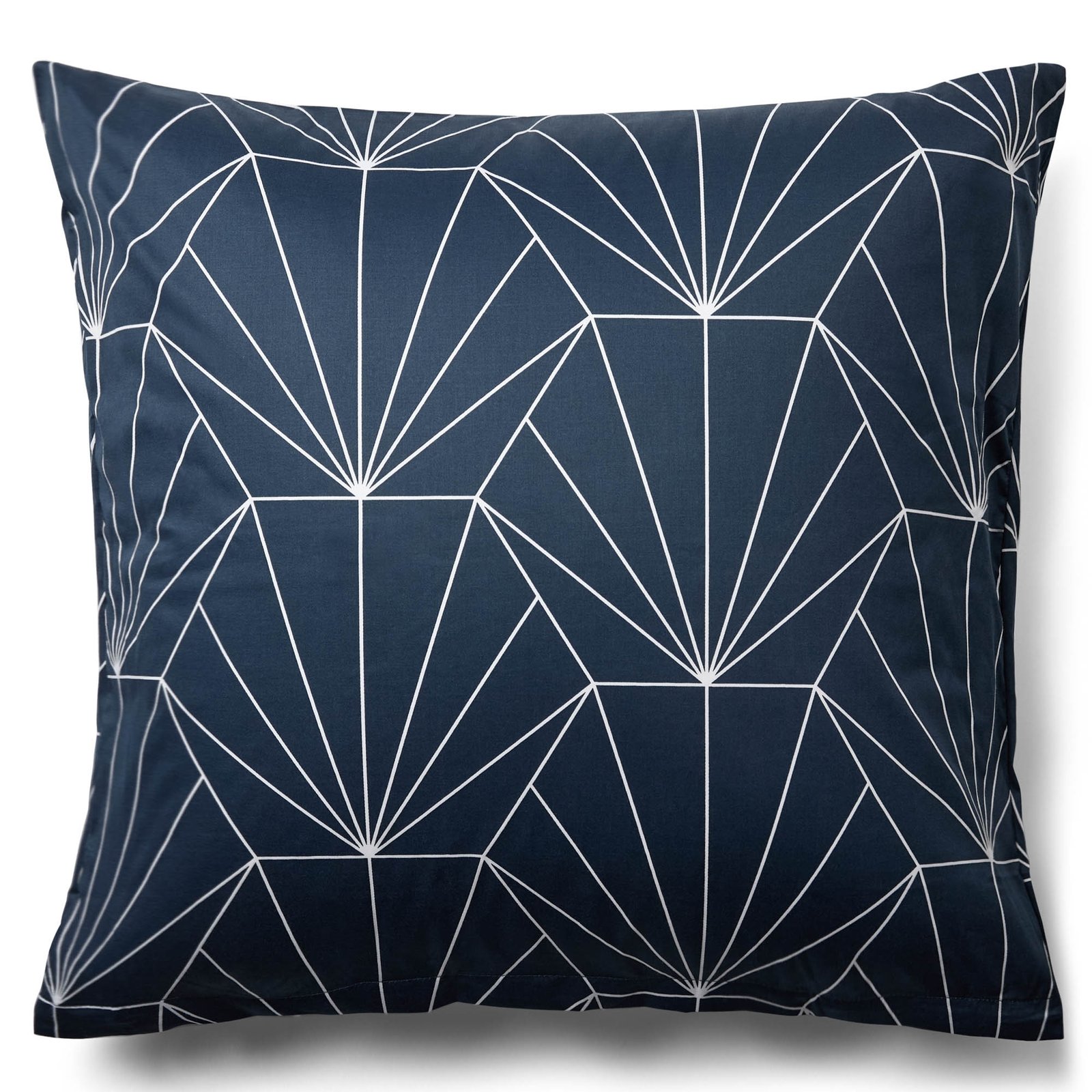 Kuddfodral 60x63 cm - bomullssatin - vändbart blått Hexagon-tryck