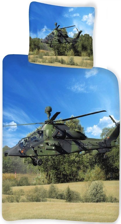 Helikopter sängkläder - 100% bomull - Barnbäddset 140x200 cm - Militär helikopter