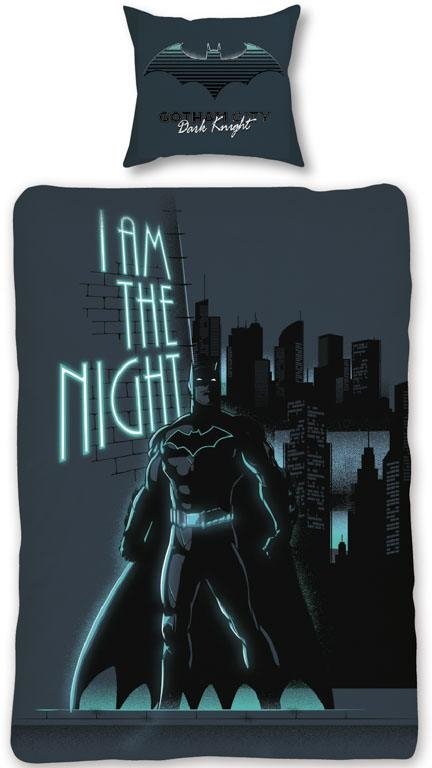 Batman sängkläder - 100% bomull - Barnsängset 140x200 cm - Självlysande