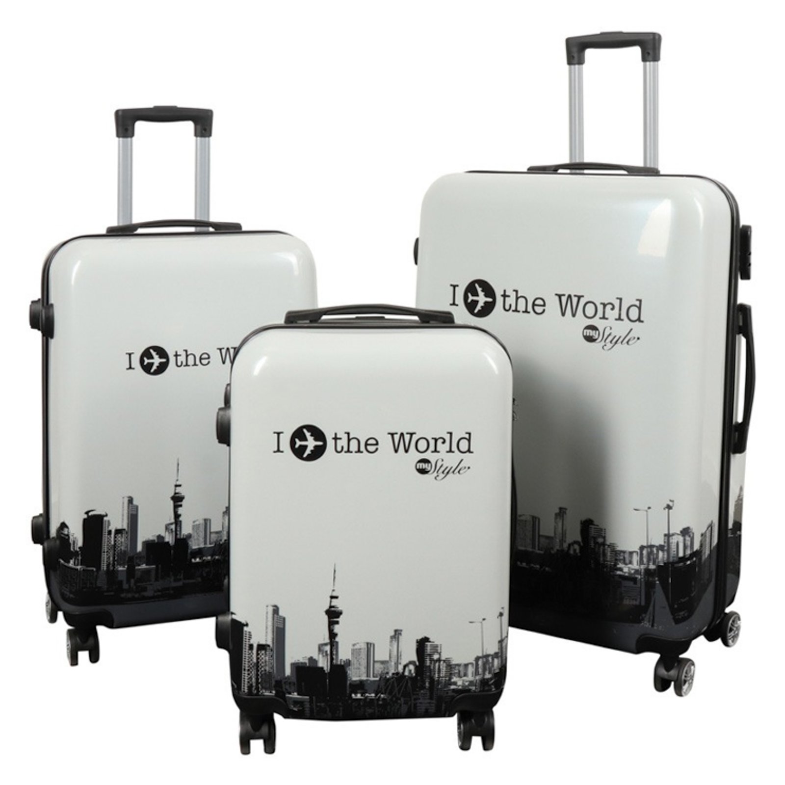 Resväska - Resväska med motiv - I Love The World vit - Hardcase lättviktsresväska