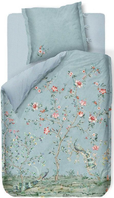 Pip Studio sängkläder - Okinawa Blue - Blommigt sängset - Dubbelsidigt sängset - 100% bomull