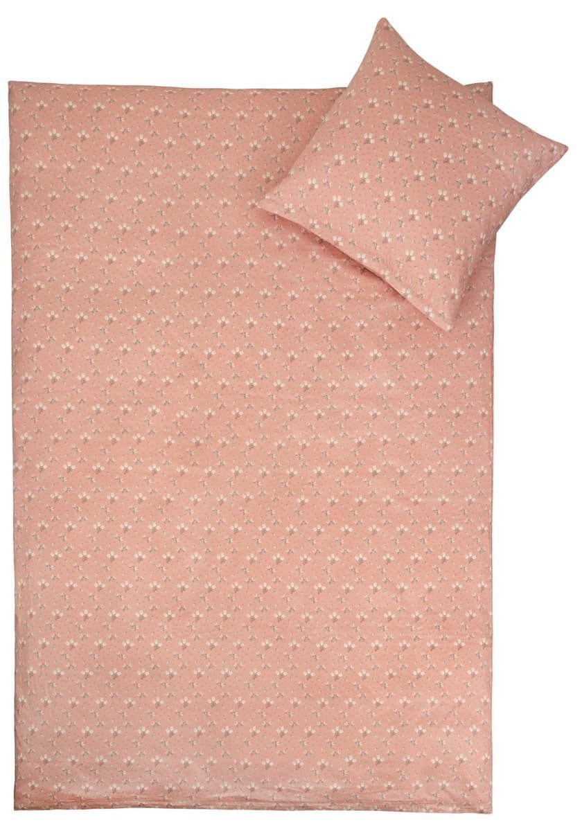 Blommigt sänglinne - 100% bomullssatin - Junior sänglinne 100x140 cm - Rosa