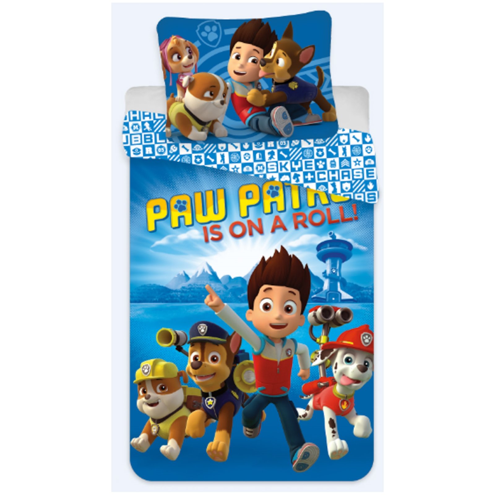 Paw Patrol sängkläder - 100% bomull - Barnsängkläder 140x200 cm - Is on a roll