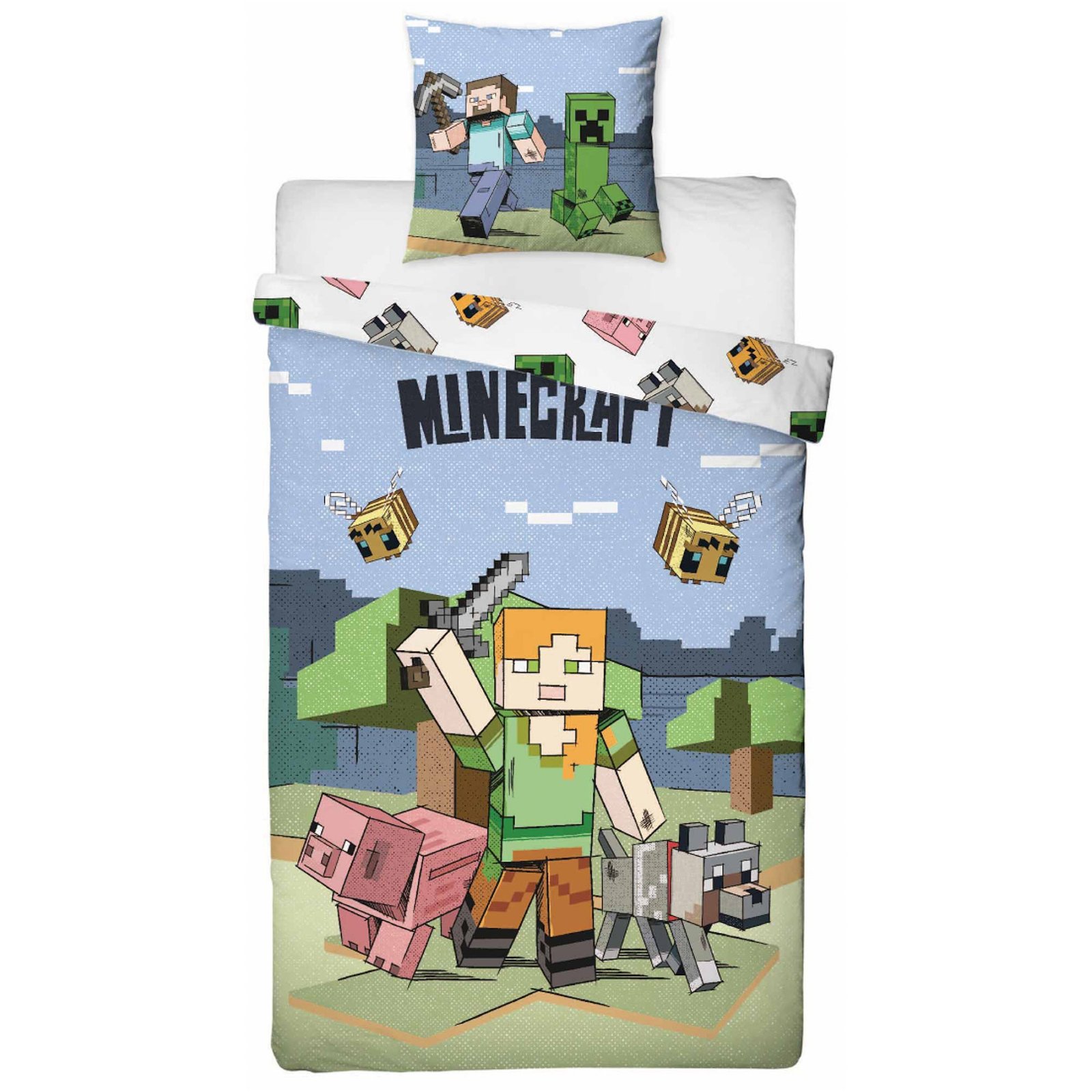 Minecraft påslakanset - 100% bomull - Barnsängkläder 140x200 cm - Alex