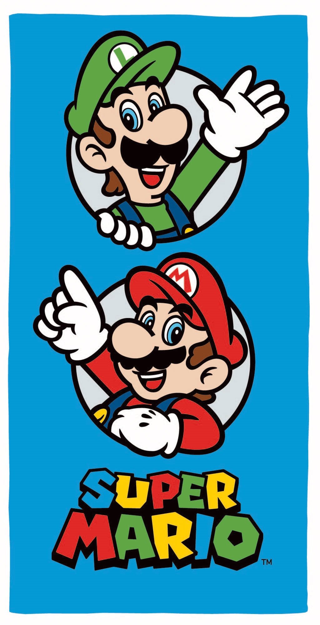 Super Mario handduk - 70x140 cm - 100% bomull - Mjuk badhandduk med Mario och Luigi