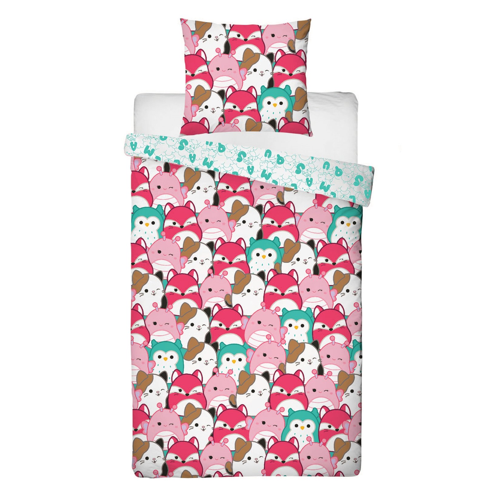 Squishmallows sängkläder - 100% bomull - Barnsängkläder 140x200 cm