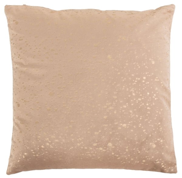Prydnadskudde - 45x45 cm - Beige färgad med guldtryck - Soffkudde med mjuk velour-look - Borg Living