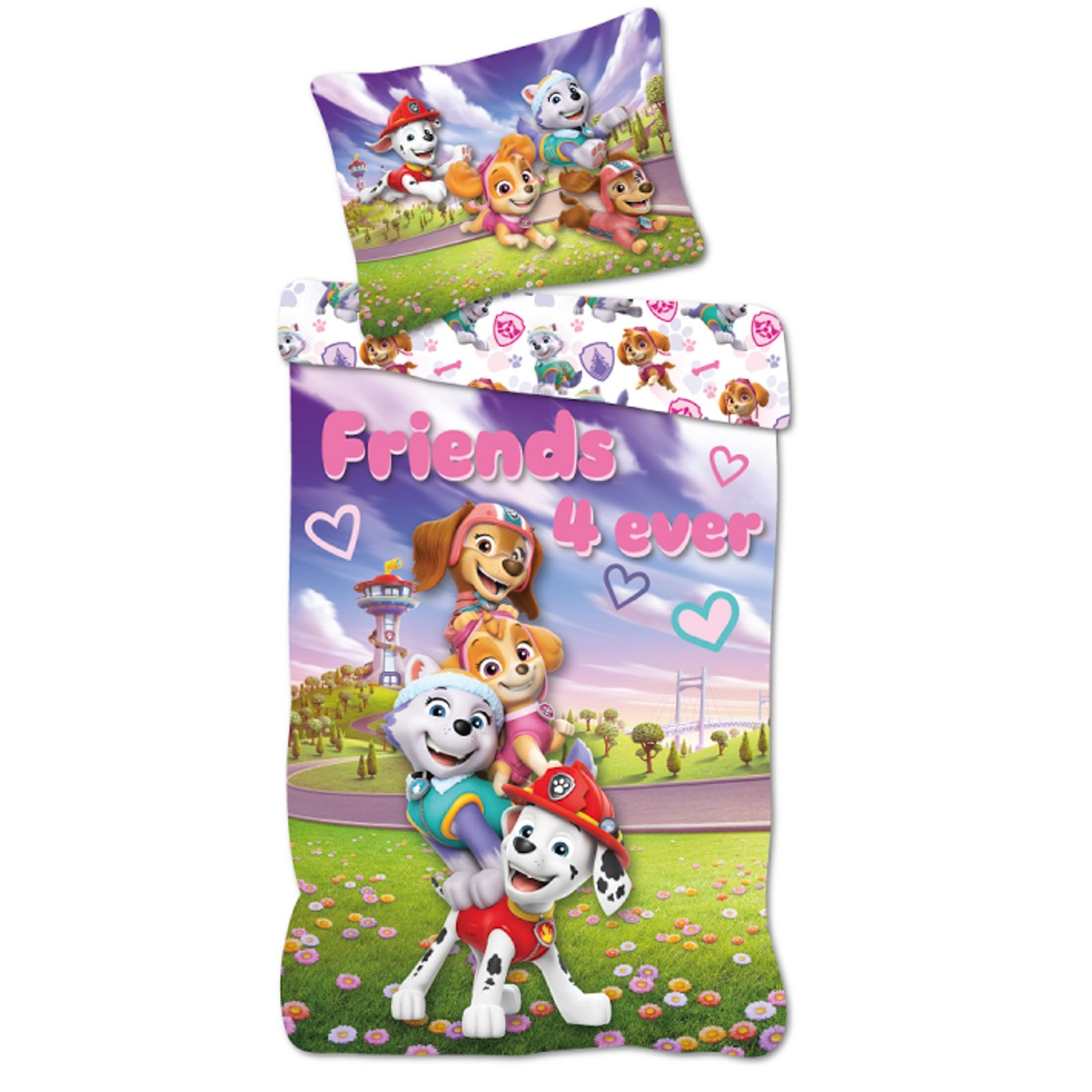 Paw Patrol sängkläder - 100% bomull - Barnsängkläder 140x200 cm - Friends 4 ever