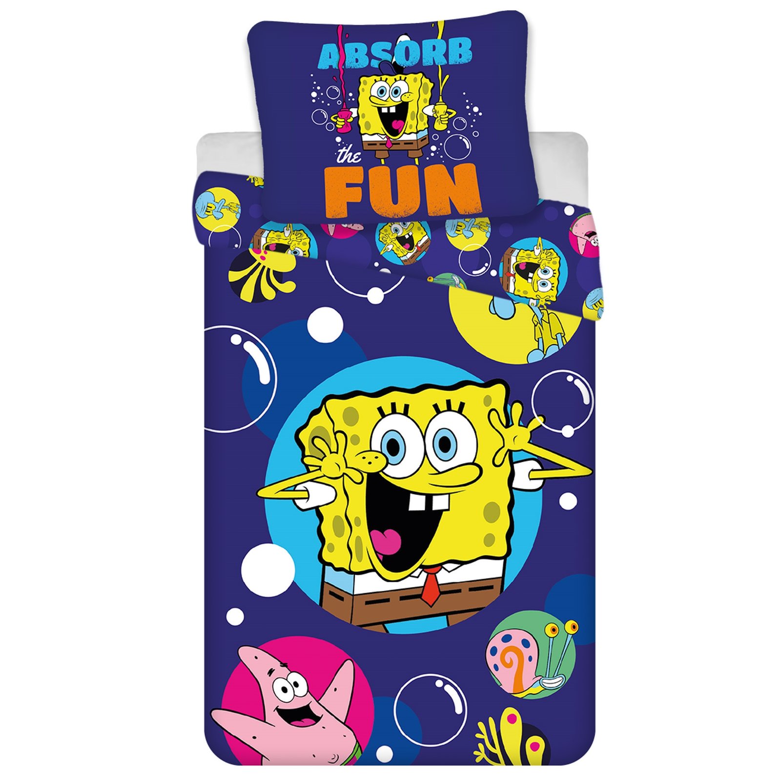 Svampbob Fyrkant påslakanset - 100% bomull - Barnpåslakan 140x200 cm