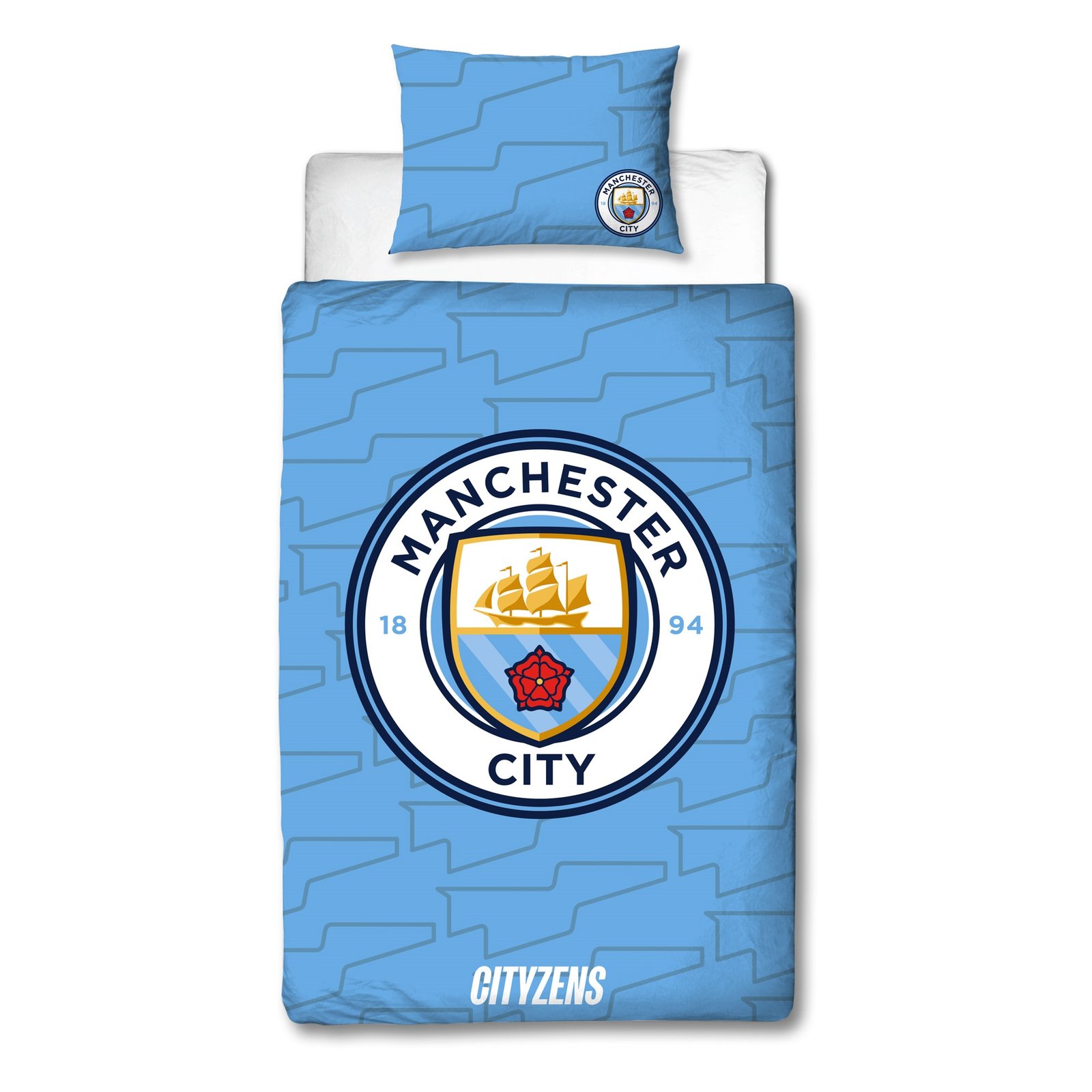 Manchester City sängkläder - 100% bomull - Barnsängset 140x200 cm - Blått fotbollsset