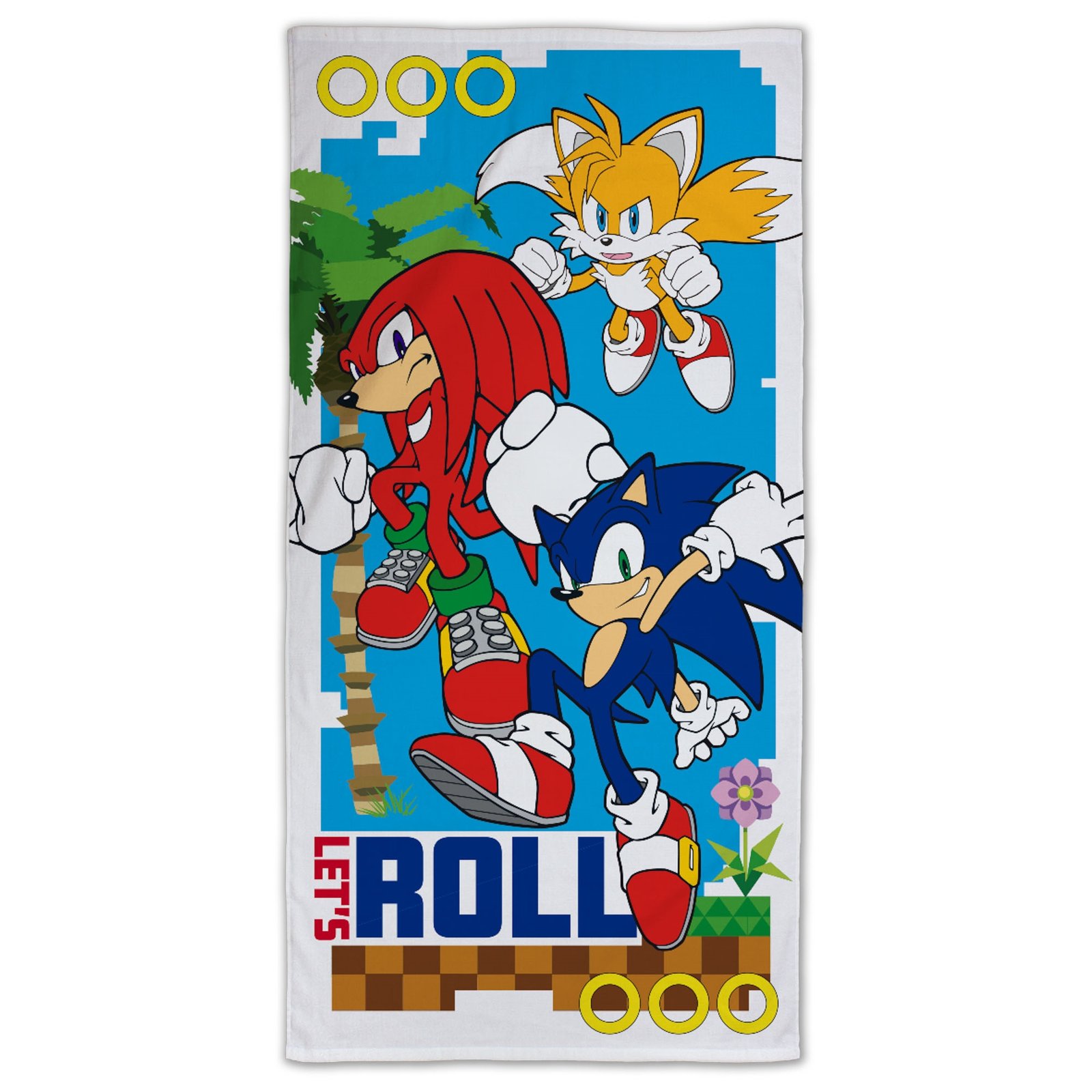 Sonic handduk - 70x140 cm - 100% bomull - Mjuk badhandduk med Sonic The Hedgehog