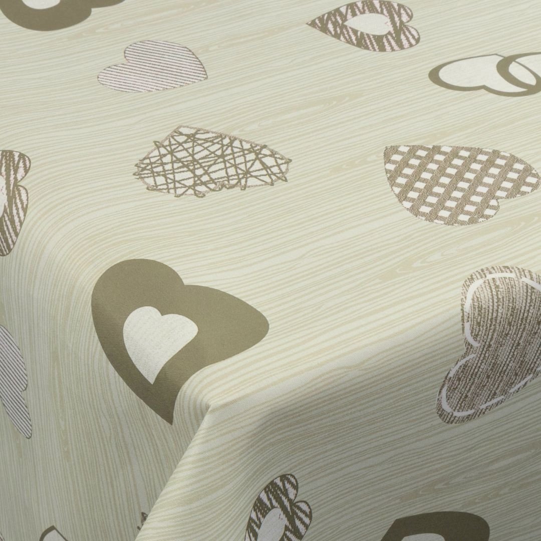 Textil vaxduk med akrylbeläggning - 30 meter på rulle - Green Hearts - 140 cm bred textilduk