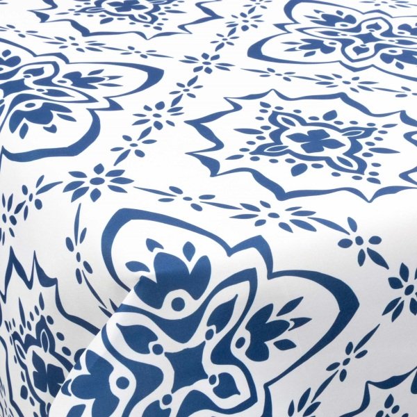 Textil vaxduk med akrylbeläggning - 30 meter på rulle - Blått mönster - 140 cm bred textilduk