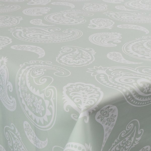 Textil vaxduk med akrylbeläggning - Vit mönster - 140 cm bred - På metervara