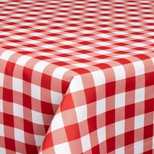 Textil vaxduk med akrylbeläggning - 30 meter på rulle - Check red - 140 cm bred textilduk
