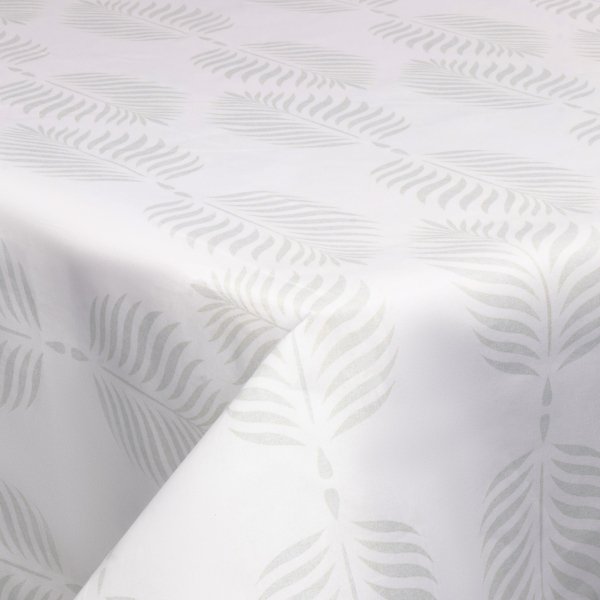 Textil vaxduk med akrylbeläggning - 30 meter på rulle - Leaf light grey - 140 cm bred textilduk