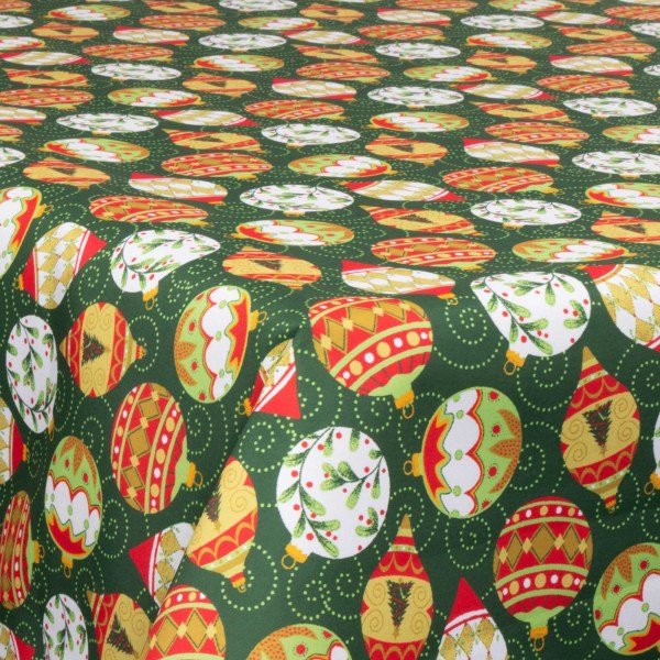 Textil vaxduk - 140 cm bred - Julduk - Julkulor - Vaxduk med akrylbeläggning
