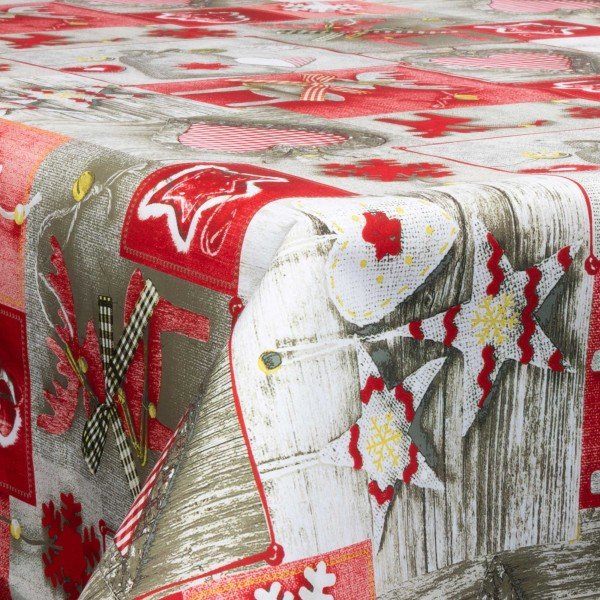 Textil vaxduk - 140 cm bred - Julduk - Christmas Hearts - Vaxduk med akrylbeläggning